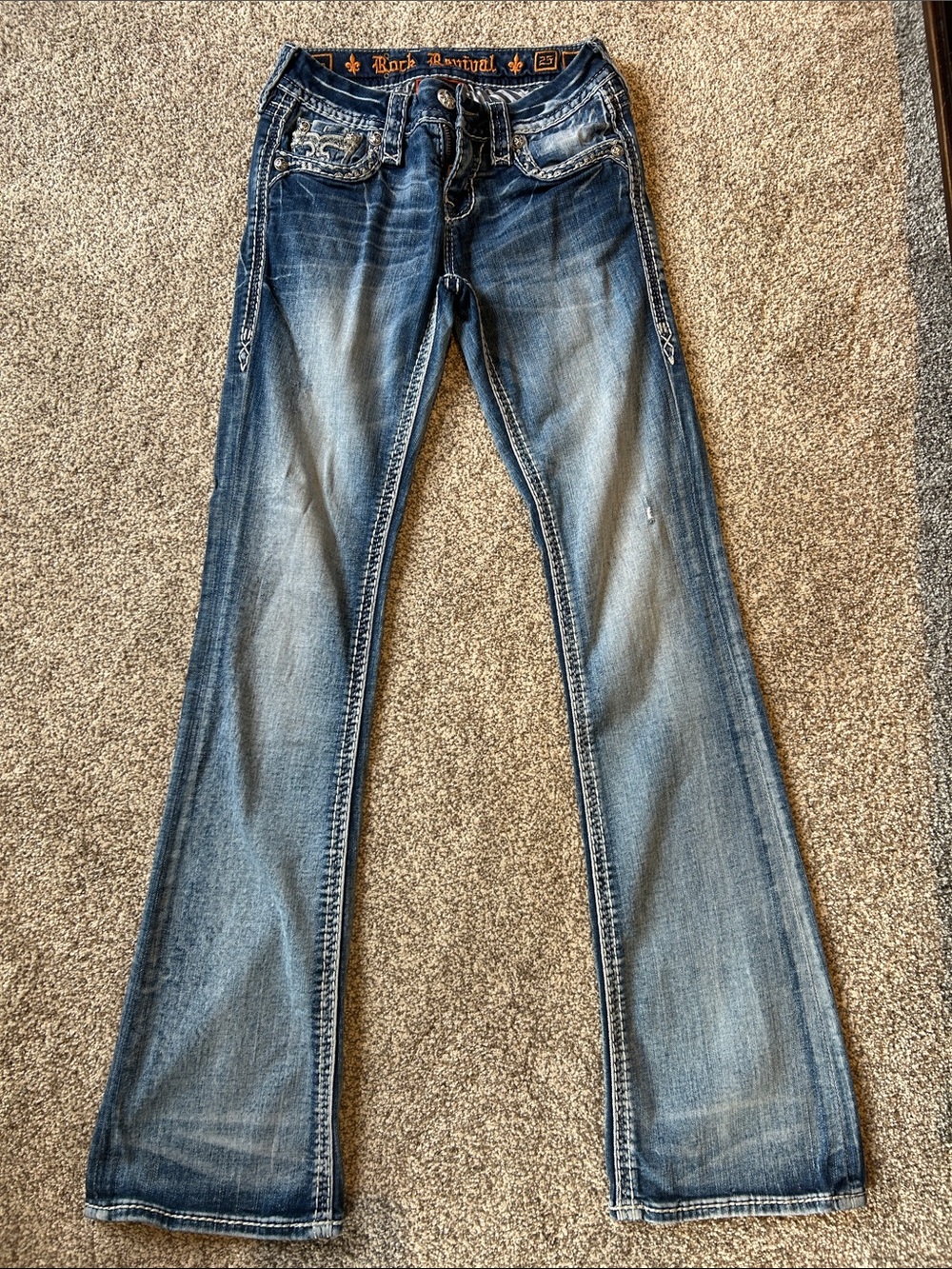 Rock Revival Women's Distressed Blue Flare Jeans